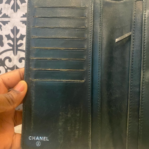 GUC Chanel Camellia bifold wallet green - Picture 5 of 12